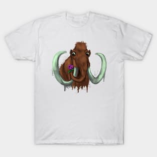 Woolly mammoth with flower T-Shirt